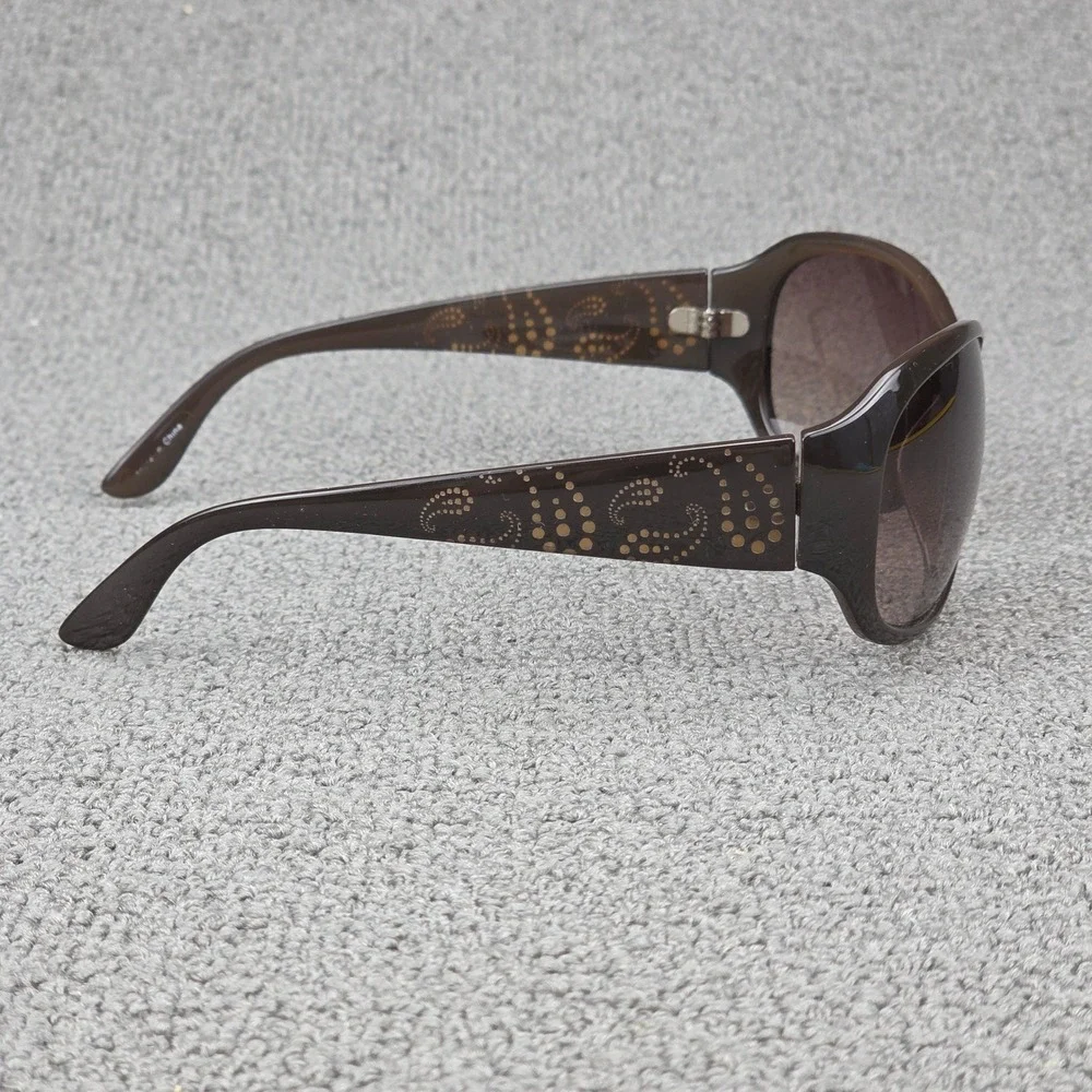 Liz Claiborne Paisley Dot Sunglasses Women Brown Oversized Glam Boho OS
